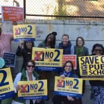 Image of The Henry Grew Cougar Teachers letting Hyde Park commuters know what to do on November 2nd! #NoOn2 #Good4You
