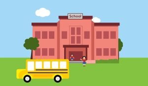 School Icon with Bus