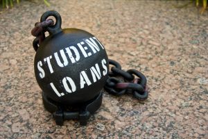ball and chain with text "student loans"