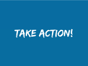 Blue background with text "Take Action!"